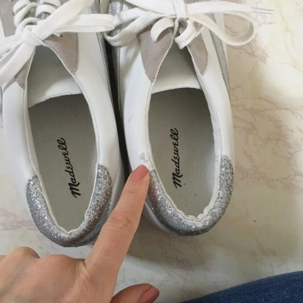 Madewell Sidewalk Sneakers In Silver Suede NWOT